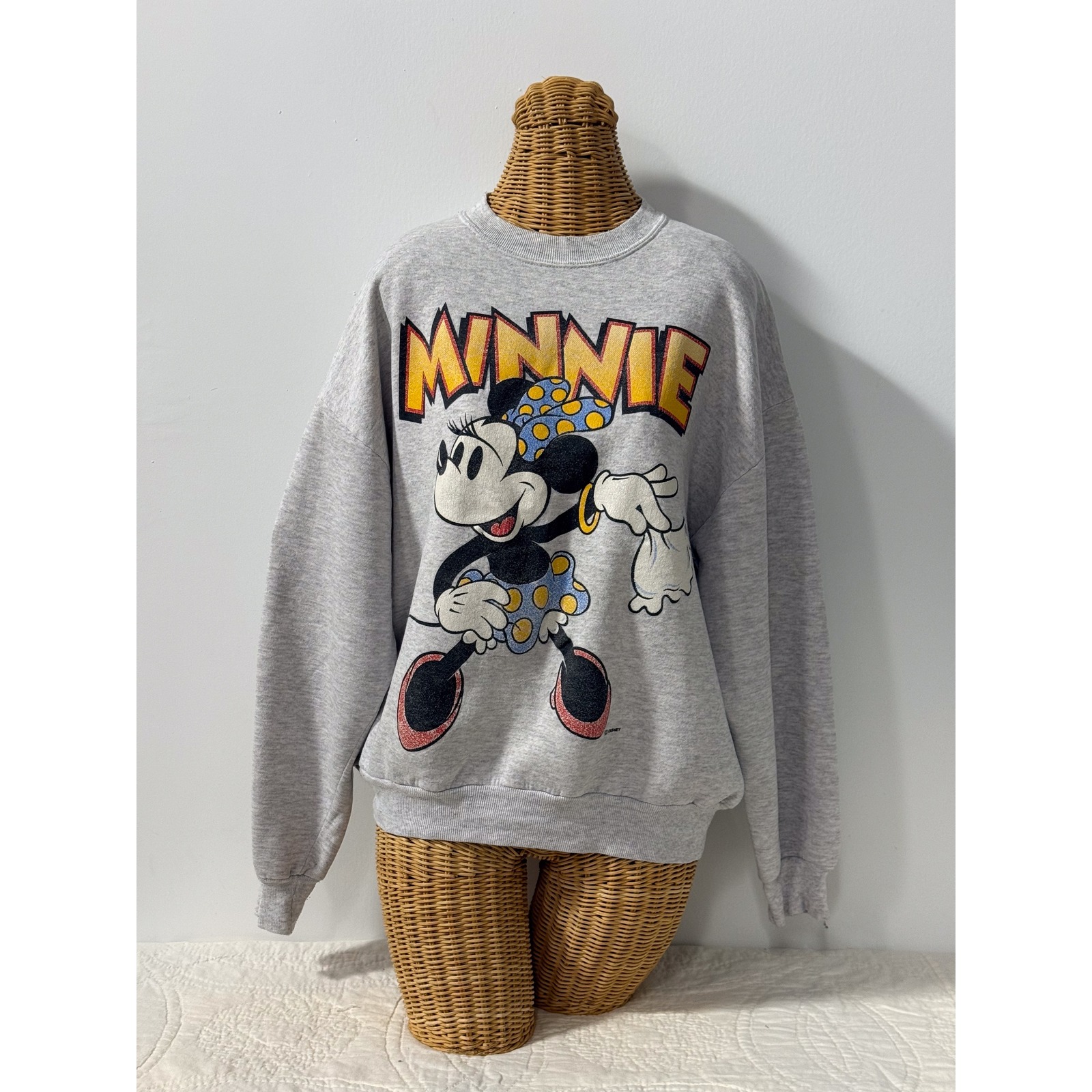 Vintage Velva Sheen Disney Minnie Mouse Sweatshirt Gray Xl Made In Usa